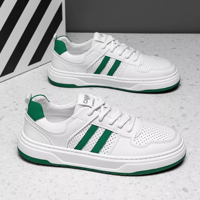 CARTELO White & Green Men's Casual Sneakers EK7827TH