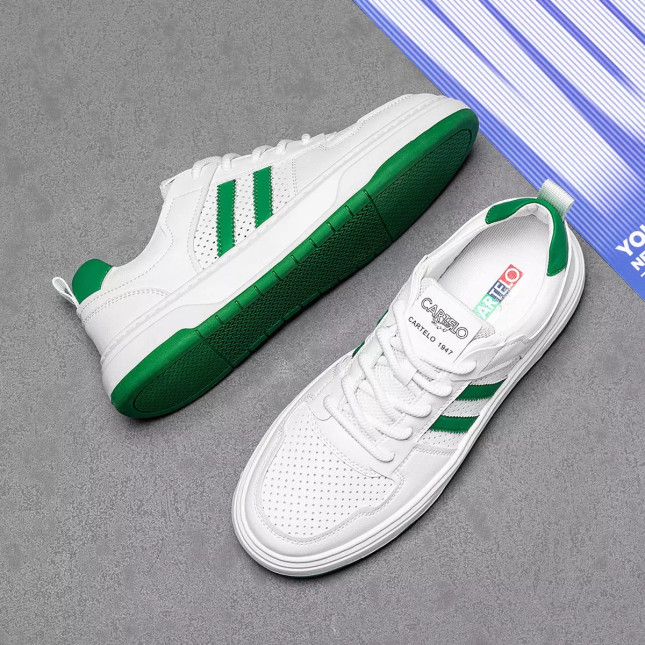 CARTELO White & Green Men's Casual Sneakers EK7827TH