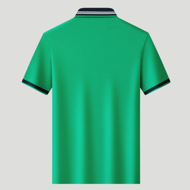 Crocodile Contrast Lapel Cotton Polo Shirt Model C641130265654
