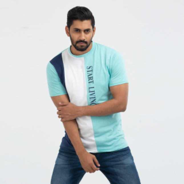 Cut & Sew T-Shirt - Turquoise